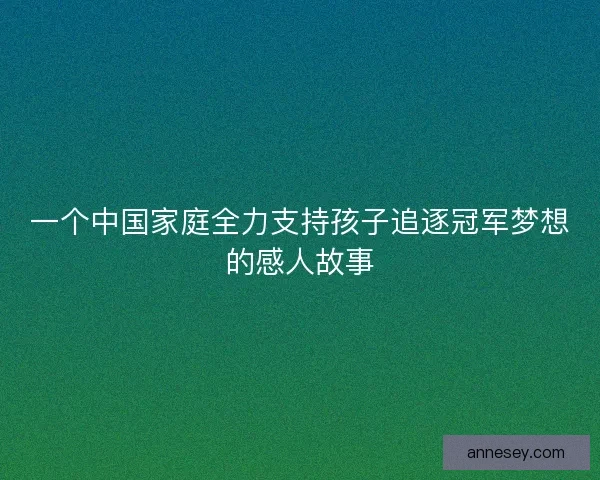 一个中国家庭全力支持孩子追逐冠军梦想的感人故事